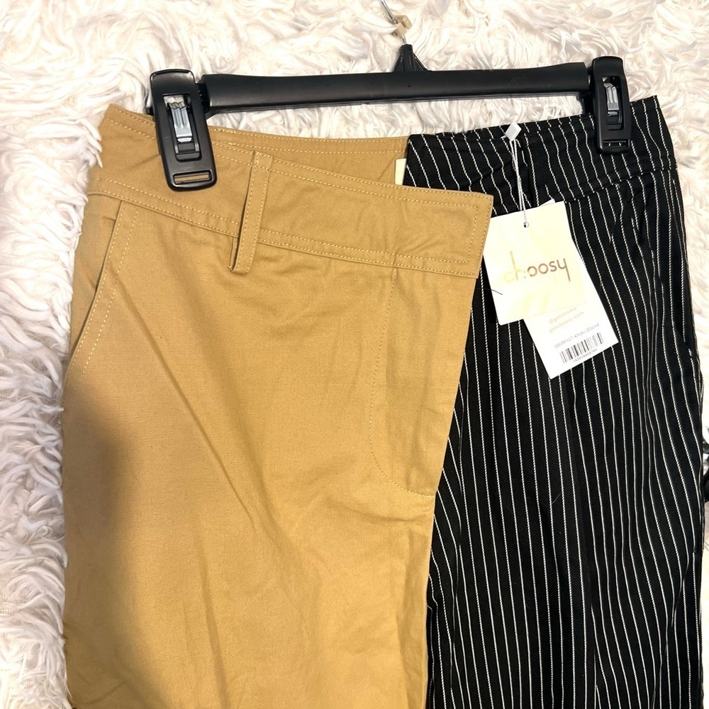 🖤🤎Choosy High Rise Straight Leg Cargo Jeans SZ 4 Cuffed Cropped Mixed Media🖤🤎NWT - Picture 9 of 13